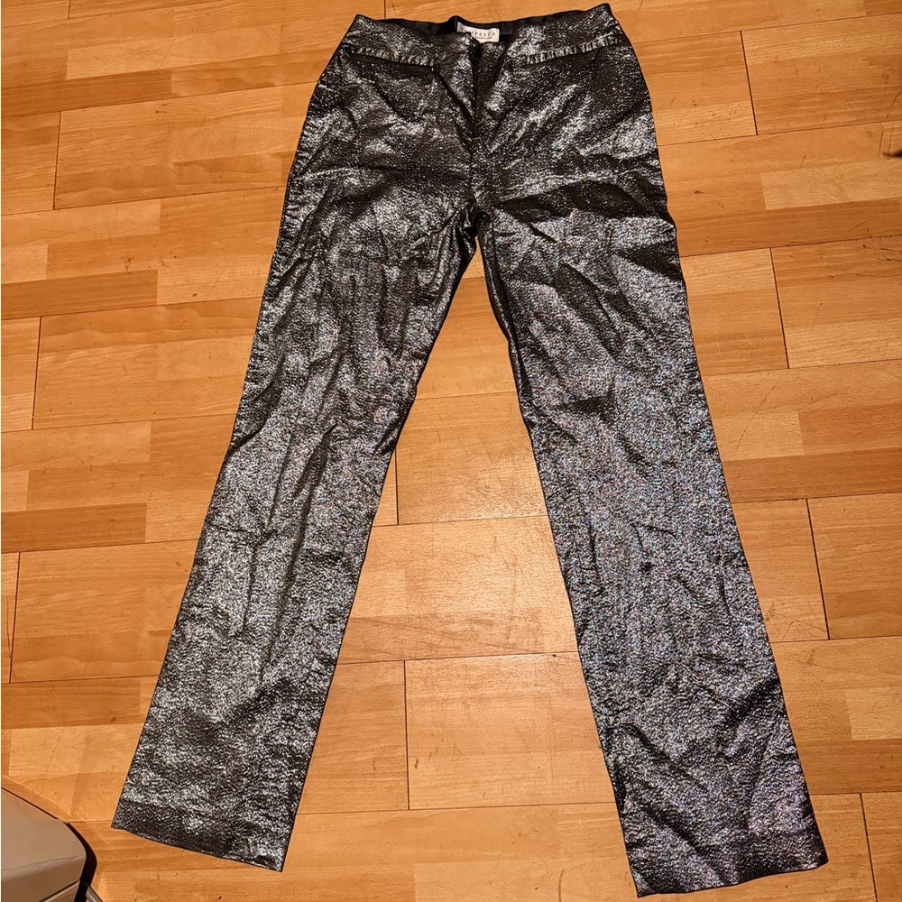Tempesta Vintage y2k lame low rise metallic disco club trousers shiny zip side